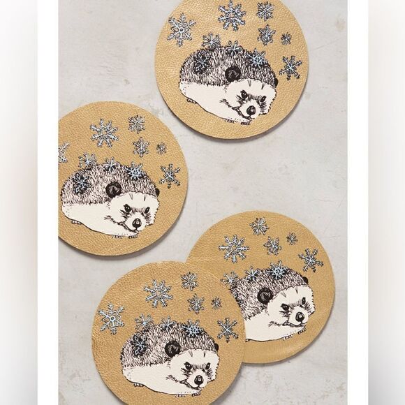 Anthropologie Forest merriment leather coasters - Picture 2 of 11